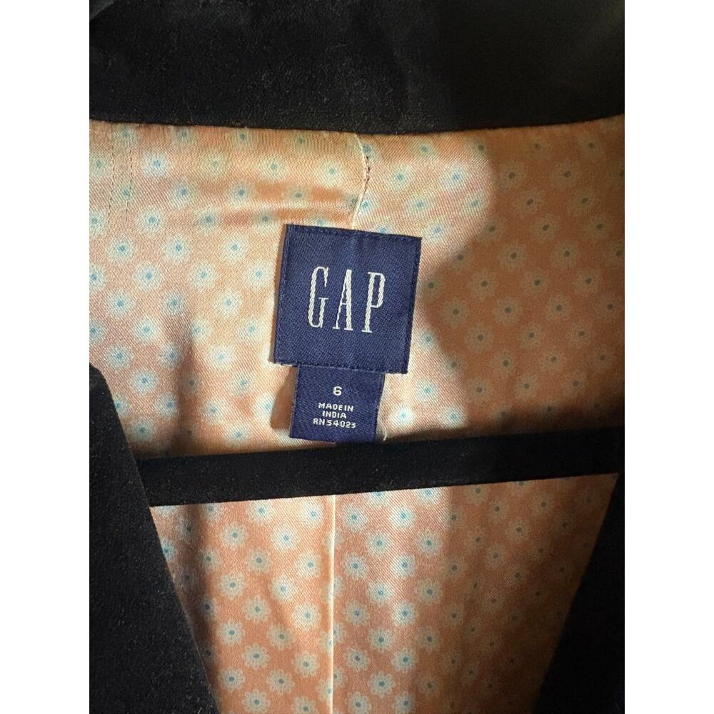 GAP Vintage Y2K Velvet Blazer Black With Pink Satin Lining Size 6 - Picture 2 of 5